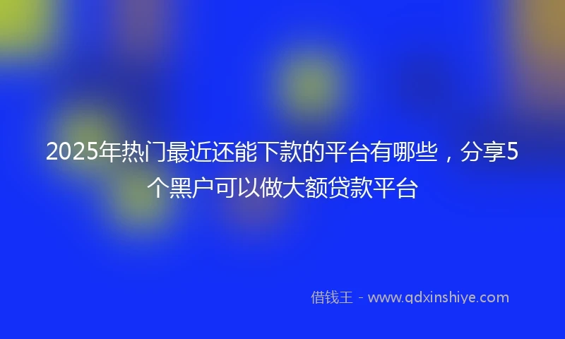 2025年热门最近还能下款的平台有哪些，分享5个黑户可以做大额贷款平台