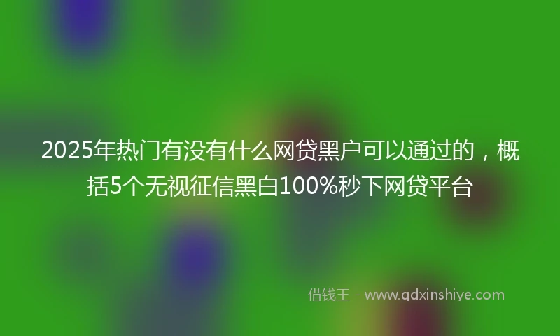 2025年热门有没有什么网贷黑户可以通过的，概括5个无视征信黑白100%秒下网贷平台