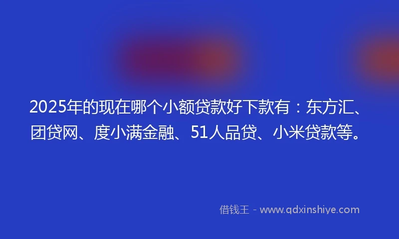 2025年的现在哪个小额贷款好下款有：东方汇、团贷网、度小满金融、51人品贷、小米贷款等。