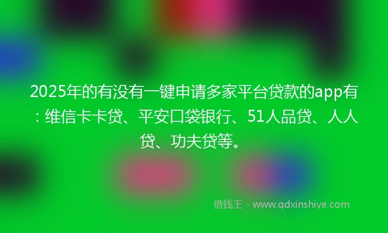 2025年的有没有一键申请多家平台贷款的app有：维信卡卡贷、平安口袋银行、51人品贷、人人贷、功夫贷等。