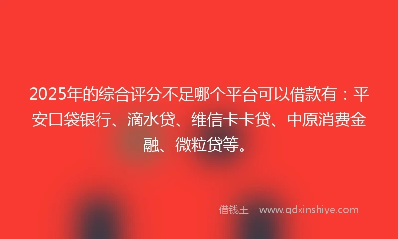 2025年的综合评分不足哪个平台可以借款有：平安口袋银行、滴水贷、维信卡卡贷、中原消费金融、微粒贷等。
