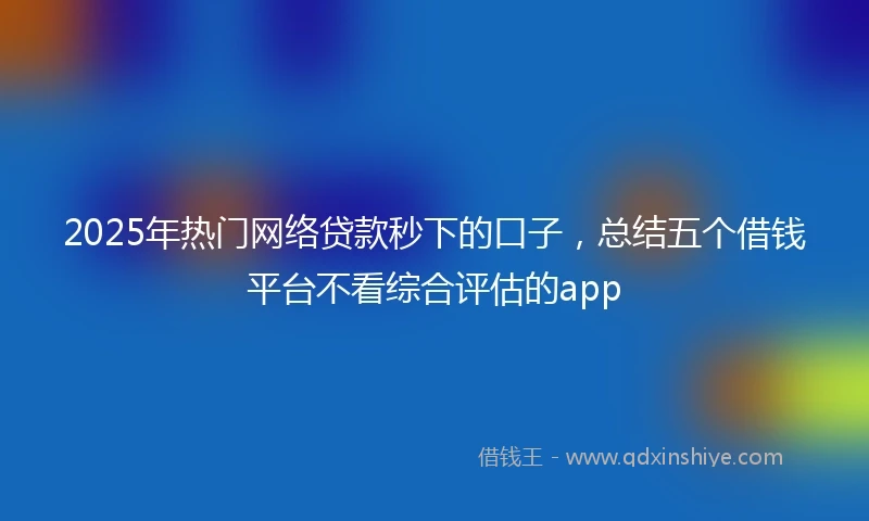 2025年热门网络贷款秒下的口子，总结五个借钱平台不看综合评估的app