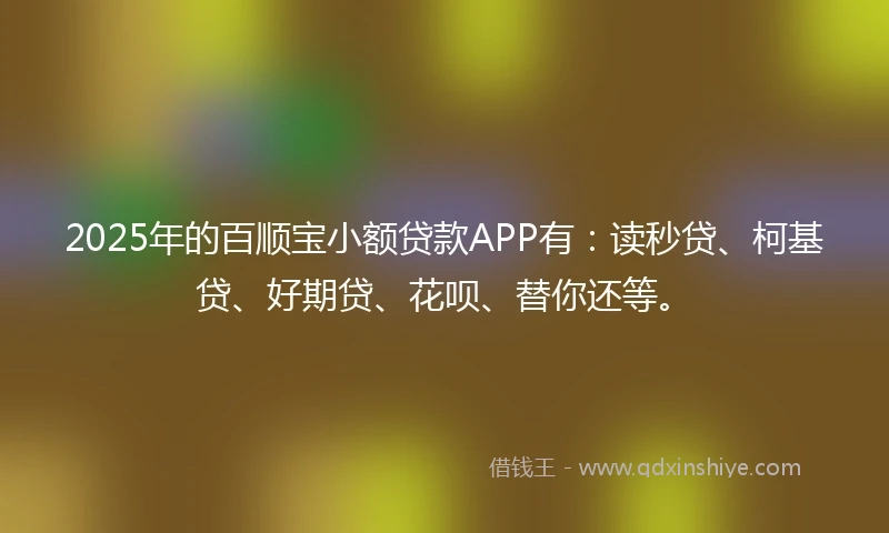2025年的百顺宝小额贷款APP有：读秒贷、柯基贷、好期贷、花呗、替你还等。