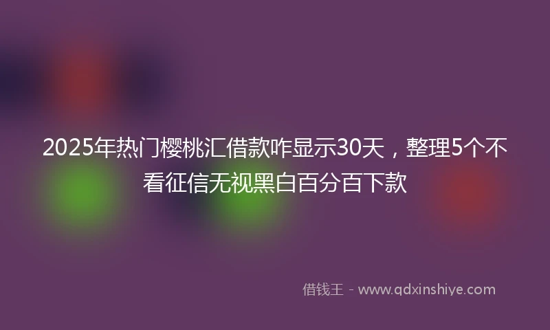 2025年热门樱桃汇借款咋显示30天，整理5个不看征信无视黑白百分百下款