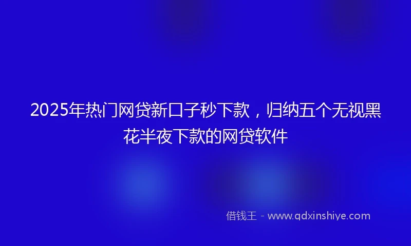 2025年热门网贷新口子秒下款，归纳五个无视黑花半夜下款的网贷软件