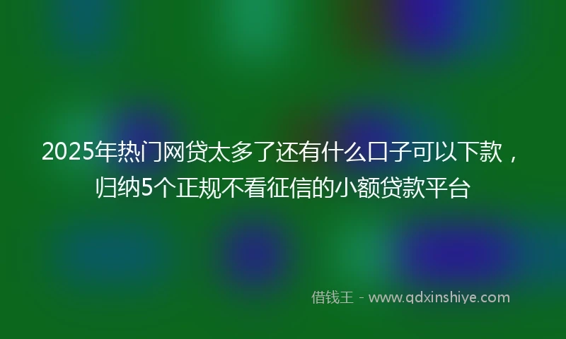 2025年热门网贷太多了还有什么口子可以下款,归纳5个正规不看征信的小额贷款平台