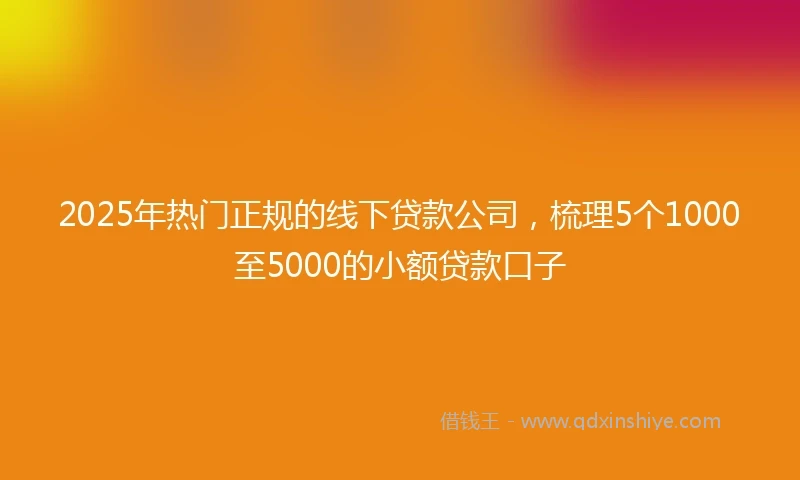 2025年热门正规的线下贷款公司，梳理5个1000至5000的小额贷款口子