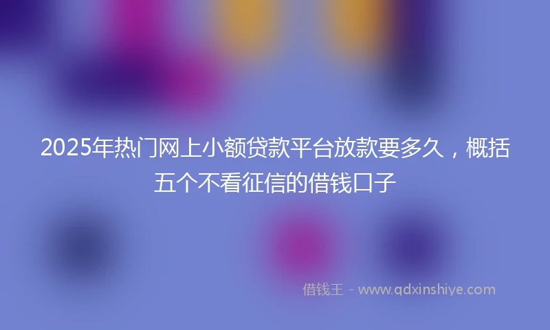 2025年热门网上小额贷款平台放款要多久，概括五个不看征信的借钱口子