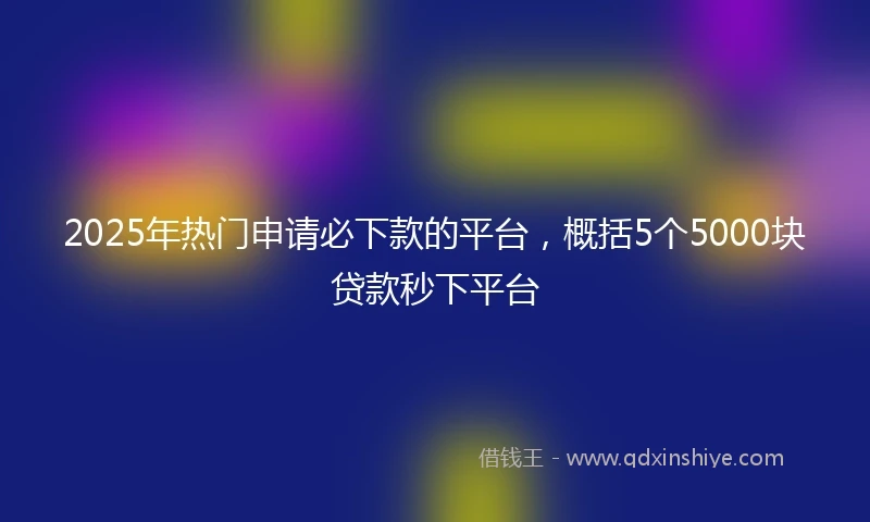 2025年热门申请必下款的平台，概括5个5000块贷款秒下平台