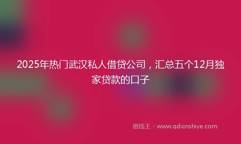 2025年热门武汉私人借贷公司，汇总五个12月独家贷款的口子