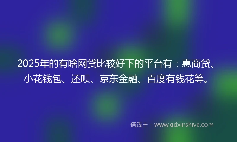 2025年的有啥网贷比较好下的平台有：惠商贷、小花钱包、还呗、京东金融、百度有钱花等。