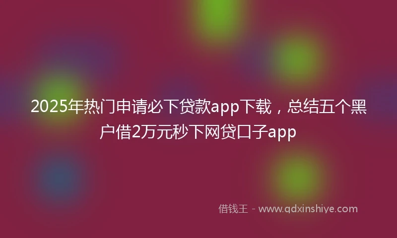 2025年热门申请必下贷款app下载，总结五个黑户借2万元秒下网贷口子app
