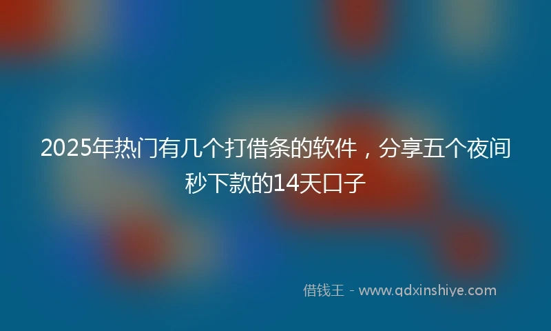 2025年热门有几个打借条的软件，分享五个夜间秒下款的14天口子