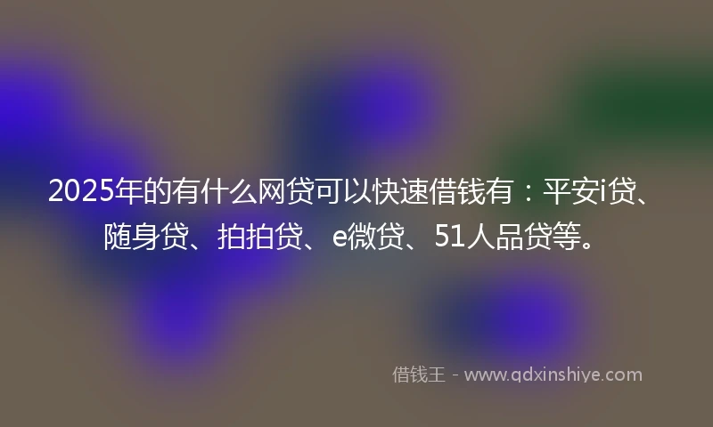 2025年的有什么网贷可以快速借钱有：平安i贷、随身贷、拍拍贷、e微贷、51人品贷等。