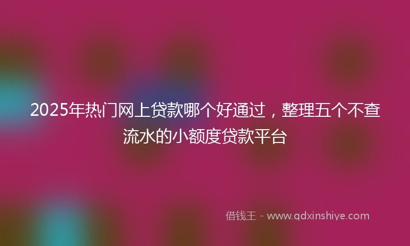 2025年热门网上贷款哪个好通过，整理五个不查流水的小额度贷款平台