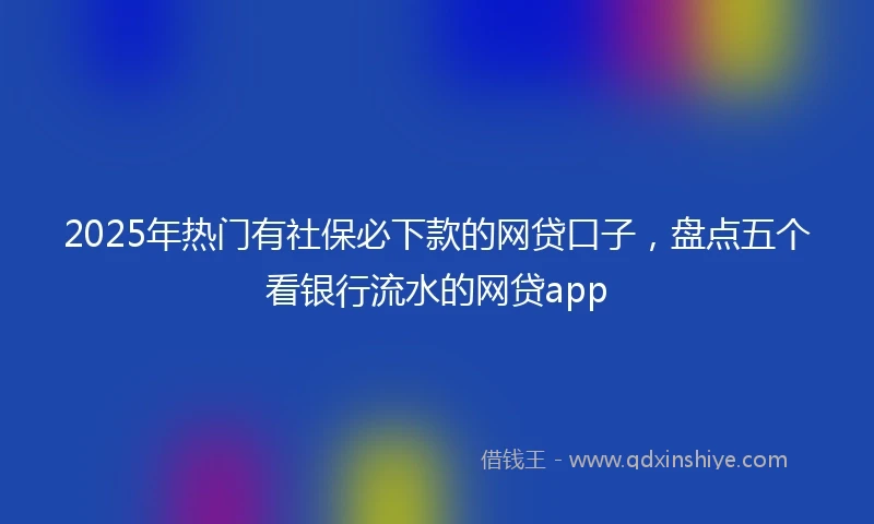 2025年热门有社保必下款的网贷口子，盘点五个看银行流水的网贷app
