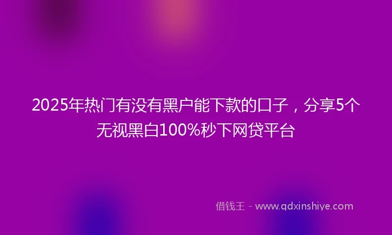 2025年热门有没有黑户能下款的口子，分享5个无视黑白100%秒下网贷平台