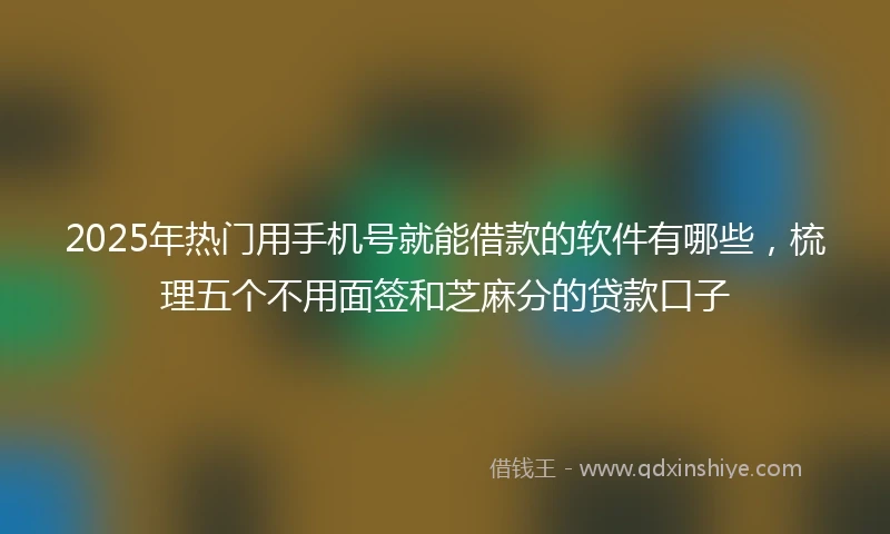 2025年热门用手机号就能借款的软件有哪些，梳理五个不用面签和芝麻分的贷款口子