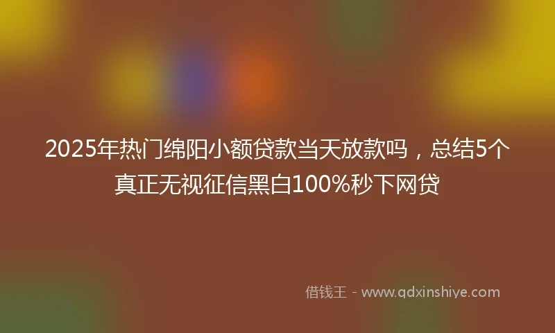 2025年热门绵阳小额贷款当天放款吗，总结5个真正无视征信黑白100%秒下网贷
