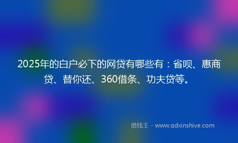 2025年的白户必下的网贷有哪些有：省呗、惠商贷、替你还、360借条、功夫贷等。