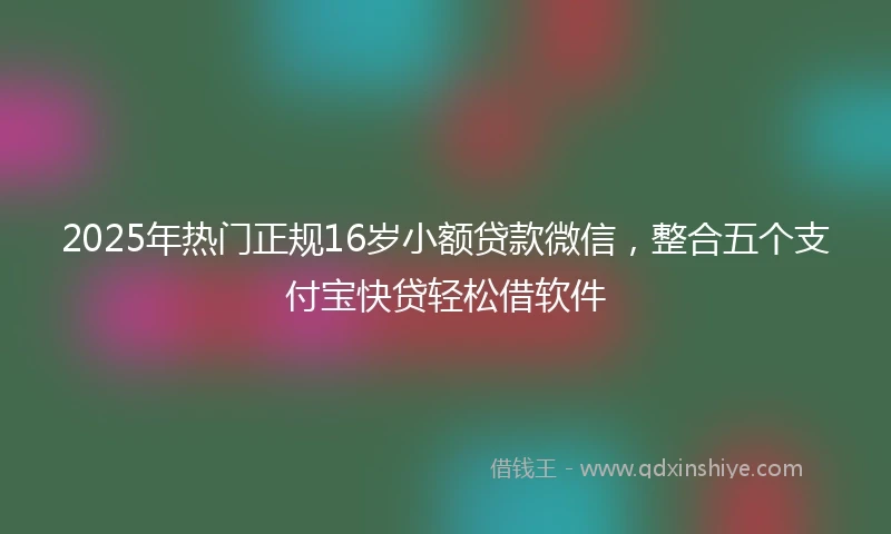 2025年热门正规16岁小额贷款微信，整合五个支付宝快贷轻松借软件
