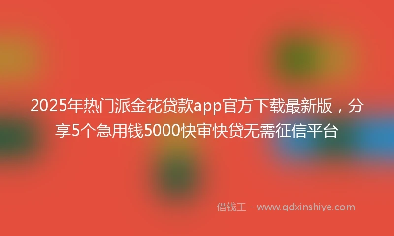 2025年热门派金花贷款app官方下载最新版，分享5个急用钱5000快审快贷无需征信平台