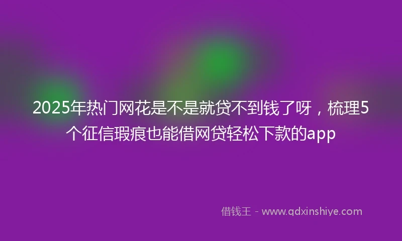 2025年热门网花是不是就贷不到钱了呀，梳理5个征信瑕疵也能借网贷轻松下款的app