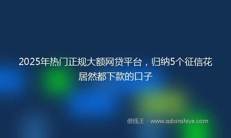 2025年热门正规大额网贷平台，归纳5个征信花居然都下款的口子