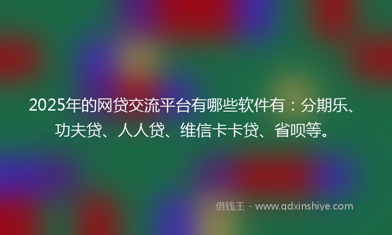 2025年的网贷交流平台有哪些软件有：分期乐、功夫贷、人人贷、维信卡卡贷、省呗等。