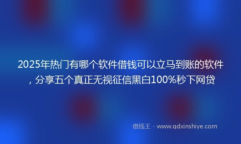 2025年热门有哪个软件借钱可以立马到账的软件，分享五个真正无视征信黑白100%秒下网贷