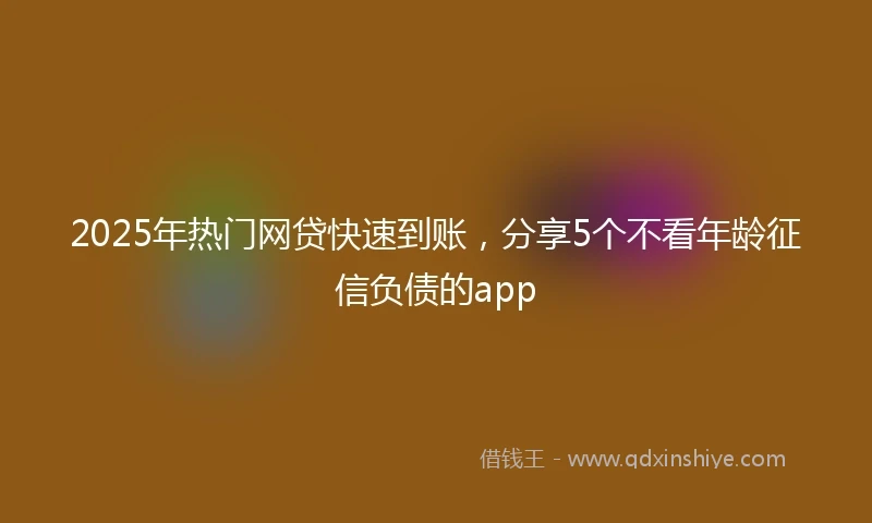 2025年热门网贷快速到账，分享5个不看年龄征信负债的app