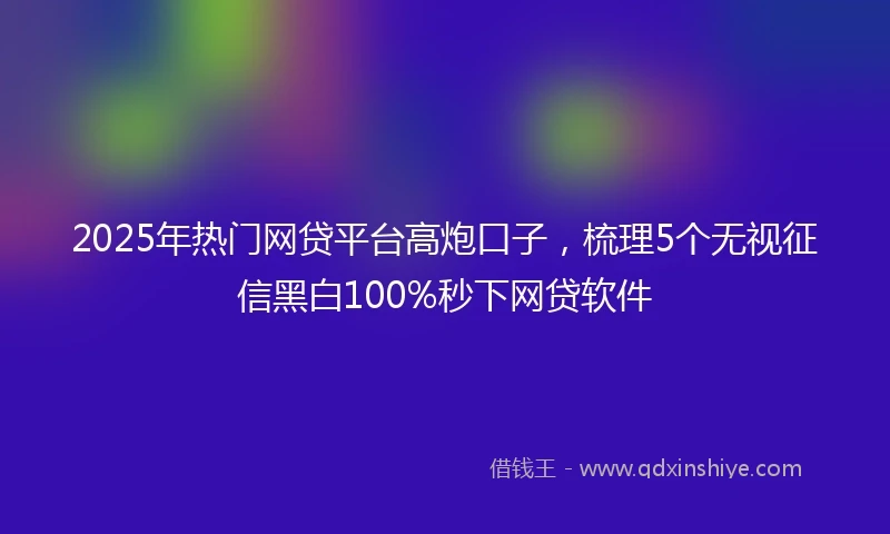 2025年热门网贷平台高炮口子，梳理5个无视征信黑白100%秒下网贷软件