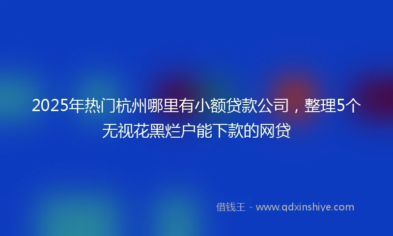 2025年热门杭州哪里有小额贷款公司，整理5个无视花黑烂户能下款的网贷