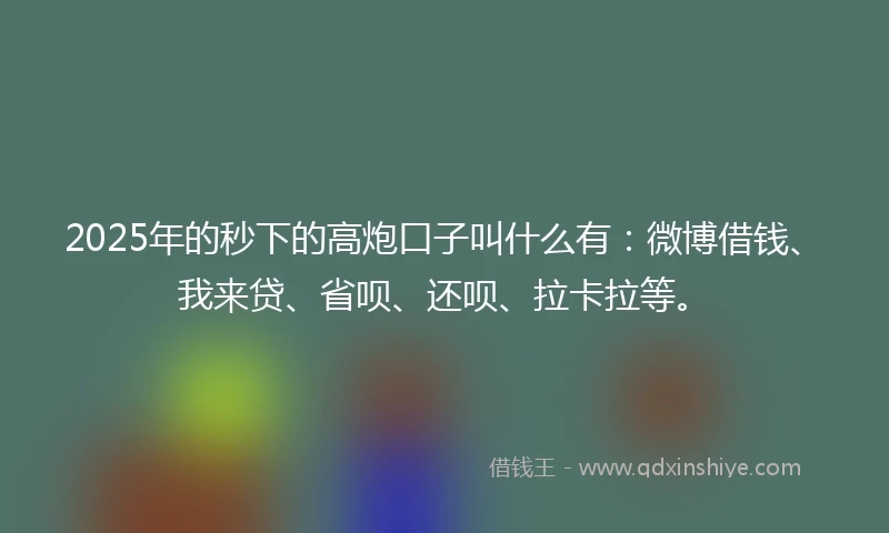 2025年的秒下的高炮口子叫什么有：微博借钱、我来贷、省呗、还呗、拉卡拉等。