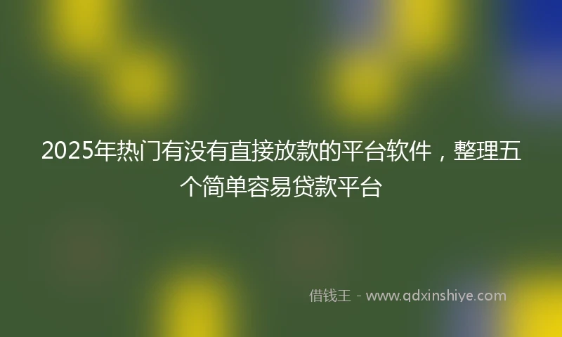 2025年热门有没有直接放款的平台软件，整理五个简单容易贷款平台