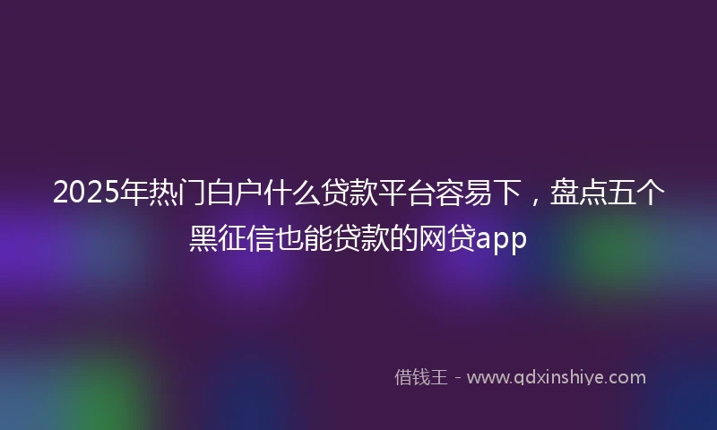 2025年热门白户什么贷款平台容易下，盘点五个黑征信也能贷款的网贷app