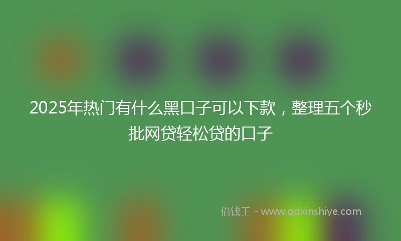 2025年热门有什么黑口子可以下款，整理五个秒批网贷轻松贷的口子