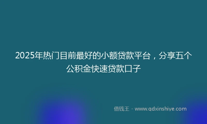 2025年热门目前最好的小额贷款平台，分享五个公积金快速贷款口子