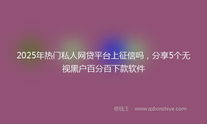 2025年热门私人网贷平台上征信吗，分享5个无视黑户百分百下款软件