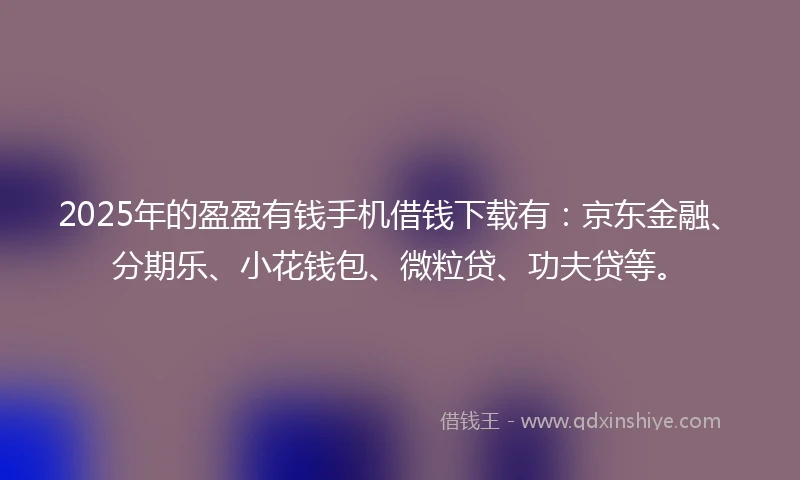 2025年的盈盈有钱手机借钱下载有：京东金融、分期乐、小花钱包、微粒贷、功夫贷等。