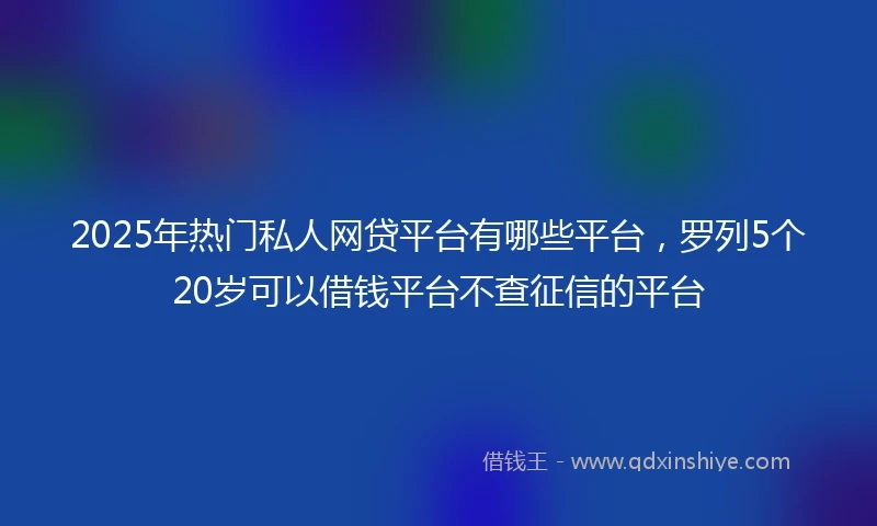 2025年热门私人网贷平台有哪些平台，罗列5个20岁可以借钱平台不查征信的平台