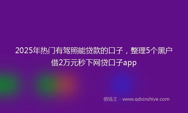 2025年热门有驾照能贷款的口子，整理5个黑户借2万元秒下网贷口子app