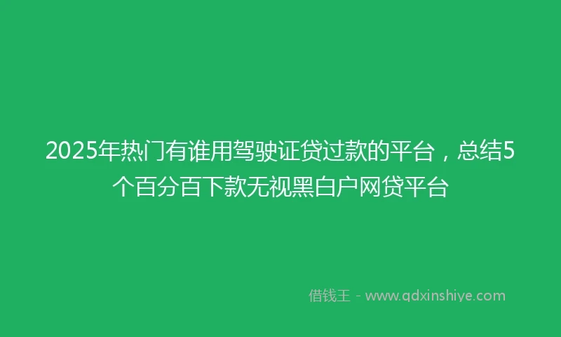 2025年热门有谁用驾驶证贷过款的平台，总结5个百分百下款无视黑白户网贷平台