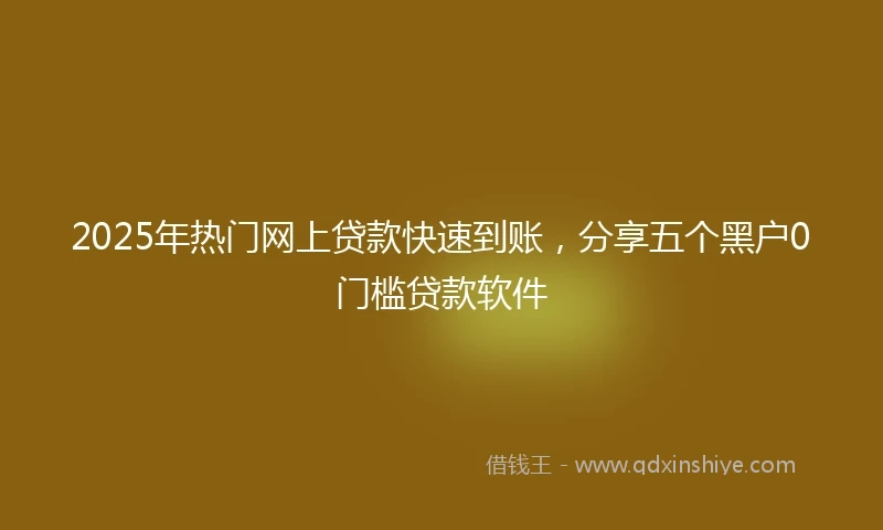 2025年热门网上贷款快速到账，分享五个黑户0门槛贷款软件