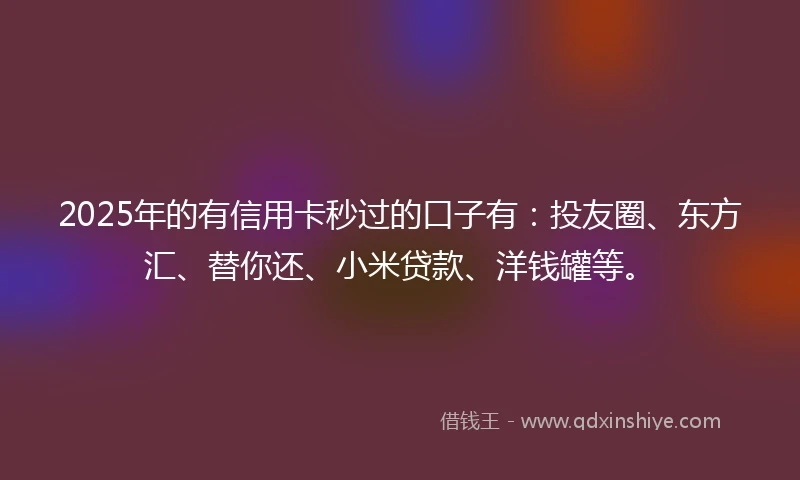 2025年的有信用卡秒过的口子有：投友圈、东方汇、替你还、小米贷款、洋钱罐等。