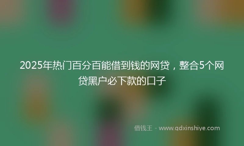 2025年热门百分百能借到钱的网贷，整合5个网贷黑户必下款的口子