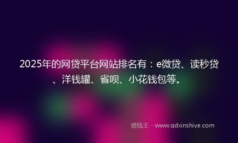 2025年的网贷平台网站排名有：e微贷、读秒贷、洋钱罐、省呗、小花钱包等。