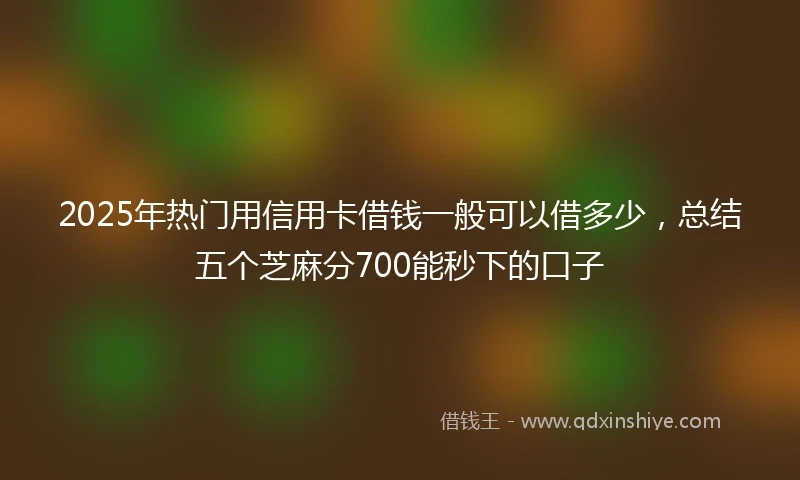 2025年热门用信用卡借钱一般可以借多少，总结五个芝麻分700能秒下的口子
