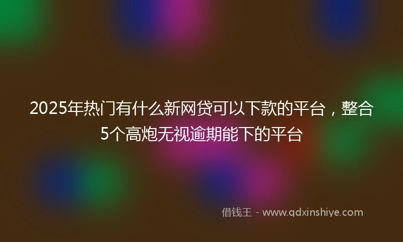 2025年热门有什么新网贷可以下款的平台，整合5个高炮无视逾期能下的平台