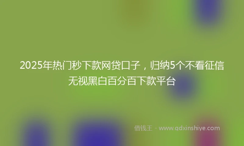 2025年热门秒下款网贷口子，归纳5个不看征信无视黑白百分百下款平台